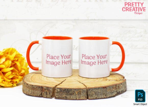 Download Orange Handle Twin Mug Smart PSD Mockup - Psd mockup Collection